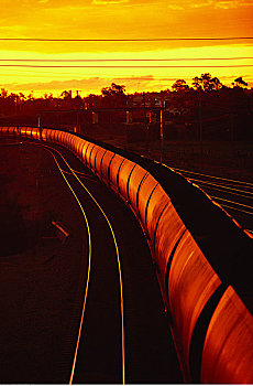 列车,煤,日落,新南威尔士,澳大利亚