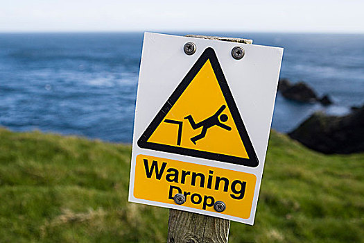 警告,落下,标识,设得兰群岛,英国,欧洲