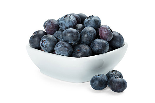 堆积,新鲜,蓝莓,白色,碗