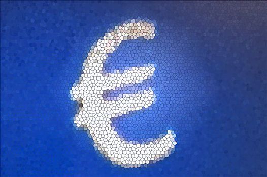 欧元标志,蓝色背景,背景