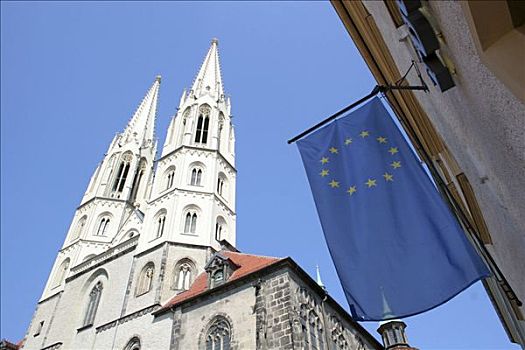 旗帜,欧洲,靠近,大教堂,勃兰登堡,德国