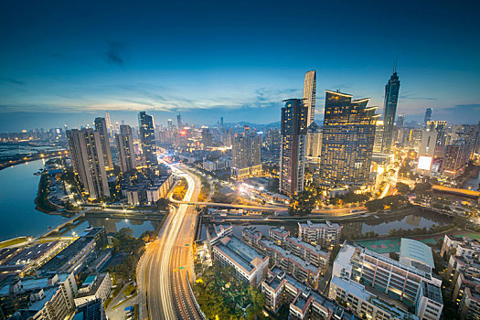 中国广东深圳罗湖都市夜景风光