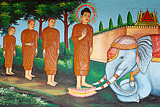 柬埔寨,收获,舞会,寺院,生活,佛,野生,大象