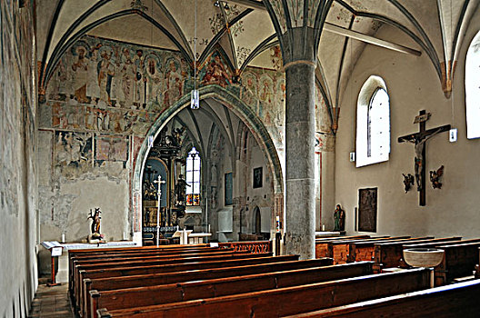 老,教区,教堂,壁画,加米施帕藤基兴,巴伐利亚,德国,欧洲