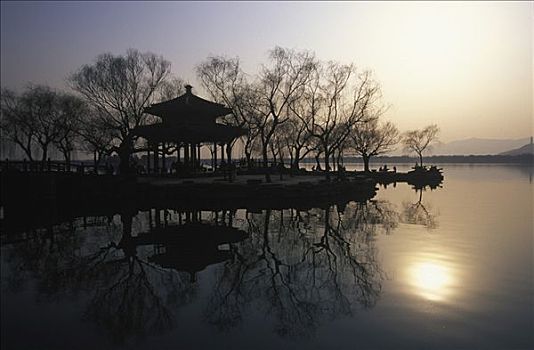 塔,水,湖,靠近,颐和园,北京,中国