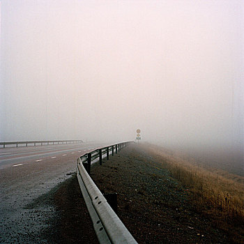 道路,标识,消失,雾,瑞典