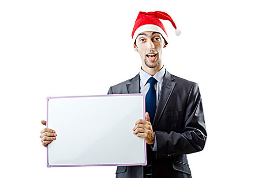 商务人士,圣诞帽,留白,信息