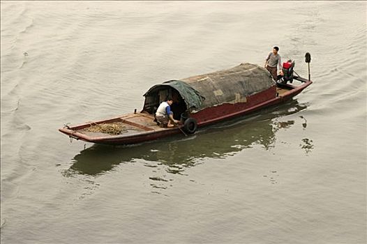 传统,舢板,长江,河,中国