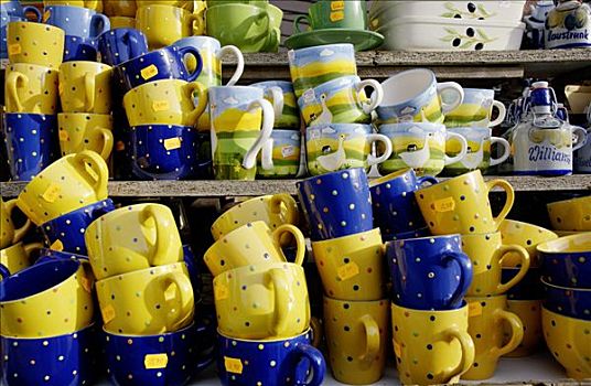 黄色,蓝色,杯子,销售,市集,慕尼黑