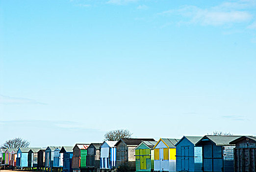 海滩小屋,排列,肯特郡,英格兰,英国