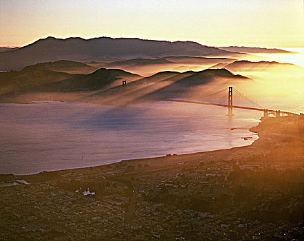 美国,加利福尼亚,旧金山,金门大桥,漂亮,日落
