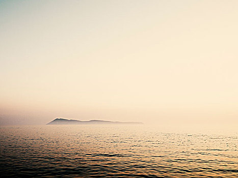 晨雾,海上,岛屿,背景,克罗地亚