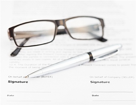 银,笔,眼镜,签名,书页