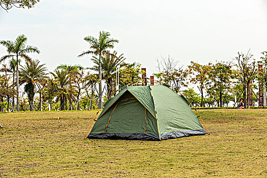 草地上露营的帐篷