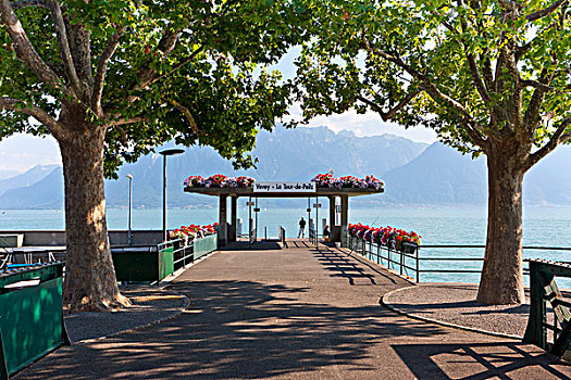 栈桥,日内瓦湖,瑞士,欧洲