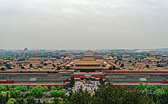 北京景山公园故宫全景