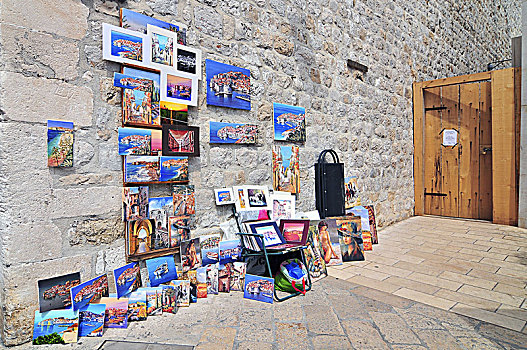 绘画,销售,入口,要塞,杜布罗夫尼克,克罗地亚