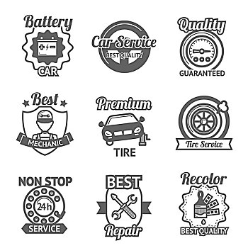 汽车,服务,品质,汽车修理,黑色,象征,隔绝,矢量,插画