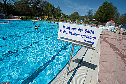 标识,侧面,游泳池,公共泳池,斯图加特,巴登符腾堡,德国,欧洲