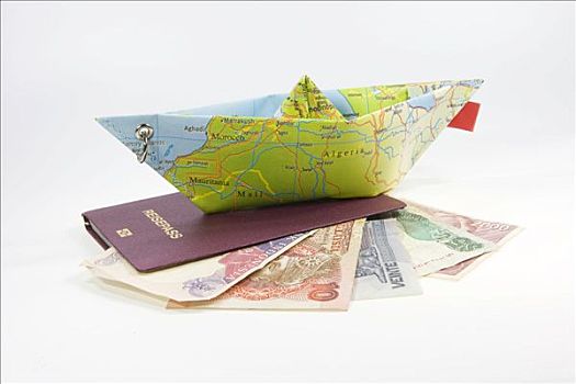 德国,护照,外币,纸,船,地图,象征,国际,旅行