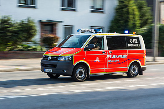 紧急,救护车,汉堡市,消防队,比赛,救助,德国,欧洲