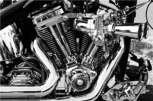 碎片,摩托车,引擎,黑白