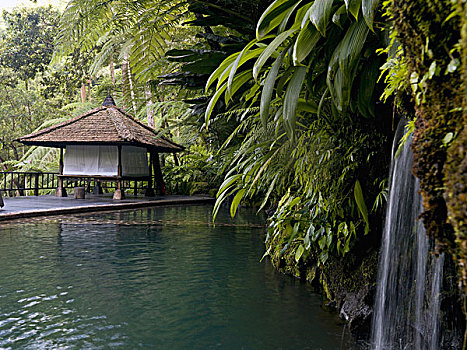 热带,小屋,泻湖,巴厘岛