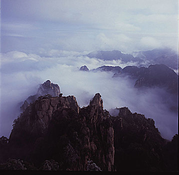 黄山,云海,蓝天,山峰