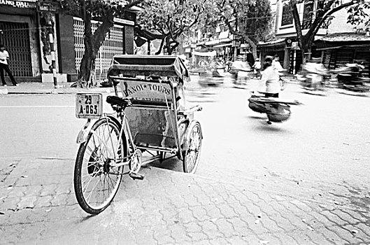河内,越南,三轮车,老