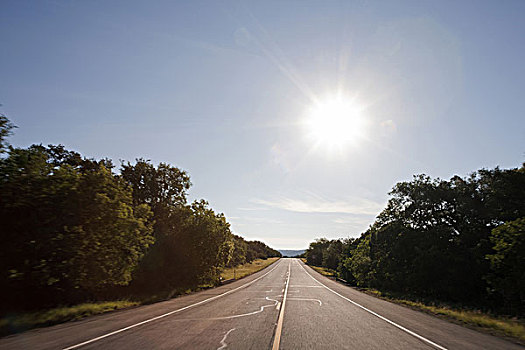 乡村,公路,蓝天,太阳,德克萨斯,美国