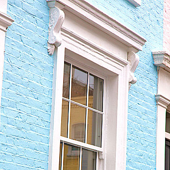 山,伦敦,英格兰,老,郊区,老式,蓝色,墙壁,门