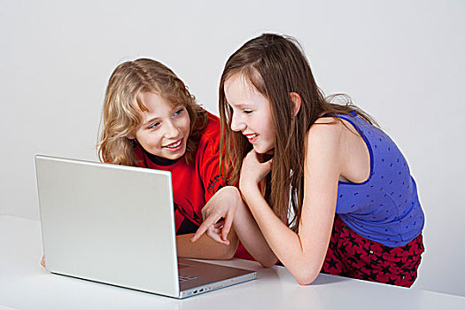 年轻,男孩,女孩,有趣,笔记本电脑,电脑