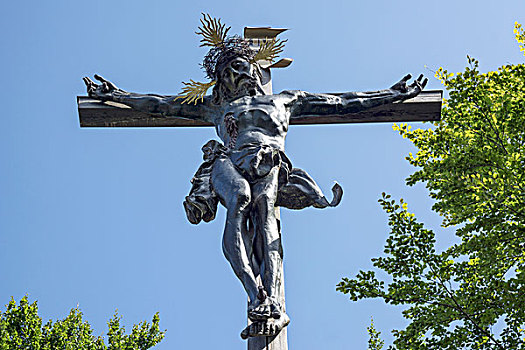 耶稣,十字架,耶稣受难像,坏,上巴伐利亚,巴伐利亚,德国,欧洲