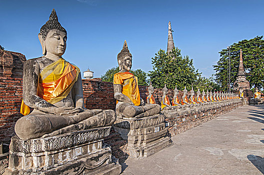 老,佛像,寺院,庙宇,大城府,世界遗产,泰国