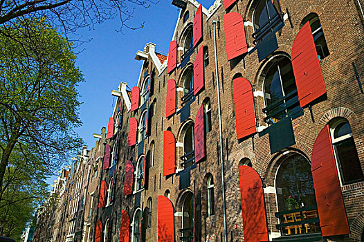 彩色,建筑,阿姆斯特丹,荷兰