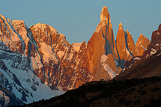 山,早晨,亮光,安第斯山,巴塔哥尼亚,阿根廷,南美