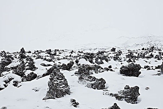 积雪,火山岩,石头