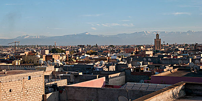 俯拍,城市,马拉喀什,摩洛哥