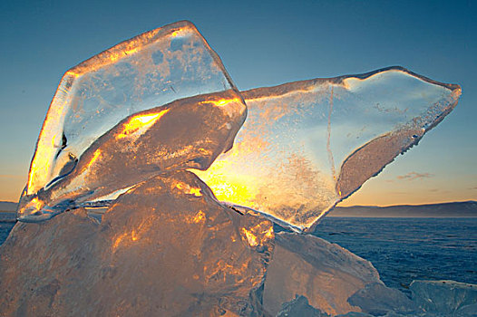 冰层,岛屿,贝加尔湖,西伯利亚,俄罗斯,欧亚大陆