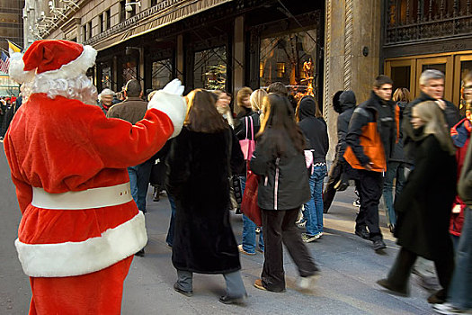 圣诞老人,人,人行道,纽约,美国