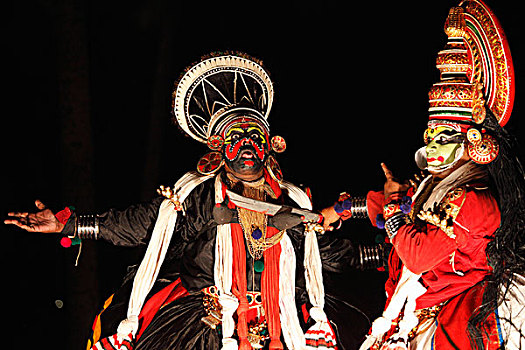 卡塔卡利舞,跳舞,剑,喀拉拉,南印度,亚洲