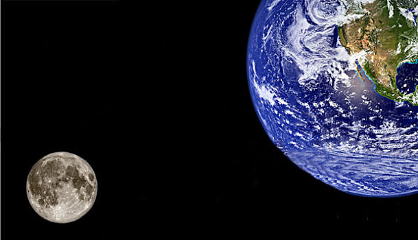 蓝色的星球地球和他的卫星月球