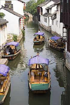 船,水中,乡村,靠近,苏州,中国