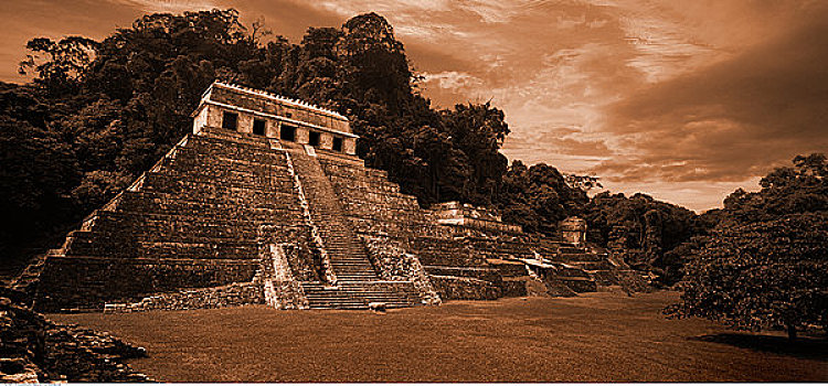 玛雅,庙宇,帕伦克,恰帕斯,墨西哥
