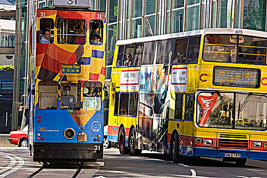 有轨电车,巴士,中心,香港
