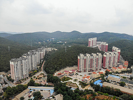 航拍辽宁大连旅顺口区城区街景