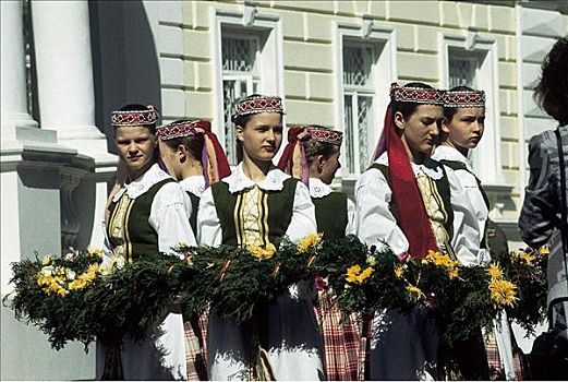 民族舞,女孩,传统服饰,波罗的海国家,欧盟新成员