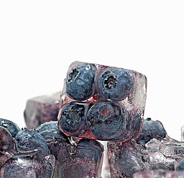 几个,冰块,蓝莓