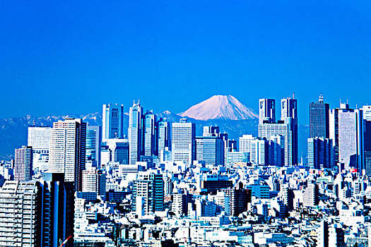 摩天大楼,山,富士山