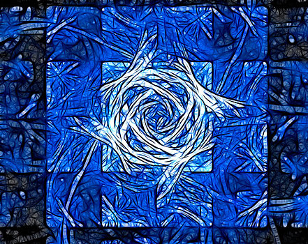 蓝色,抽象,蔓藤,方形,图案